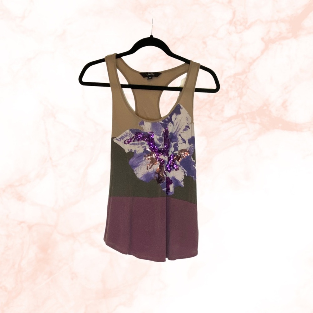 Brown and purple floral tank